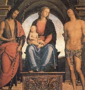 The Madonna and the Nino enthroned, with the Holy Juan the Baptist and Sebastian Pietro vannucci called IL perugino